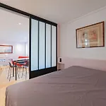 large pleasant studio alcove in center