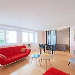 large pleasant studio alcove in center